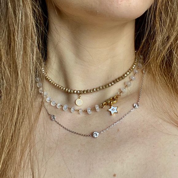 RLBYCL Yellow Vermeil with CZ Gem Disk Charm - Picture 3 of 4